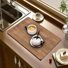 1 PC  Versatile  Marble Print Quick-Dry Mat With Non-Slip RubberBacking -  Washing Machine DustCover, Coffee Maker & Utensil Drying