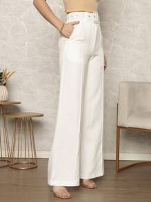 Women's Tailor Pants - 黑與白 - 查看 4