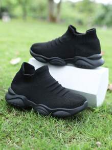 Zapatos deportivos de punto antideslizantes y ligeros y cómodos para niños mayores, zapatos de running casuales