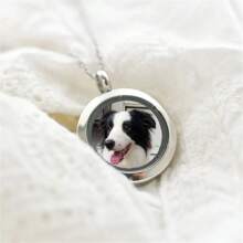 Custom Photo Glass Locket Necklace, Personalized Pet Photo Locket Necklace, Glass Locket Pendant Necklace With Memorial Picture Inside, Custom Image Photo Album Necklace - Silver - View 3