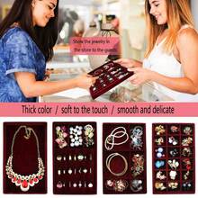1-4pcs Burgundy Velvet Jewelry Display Tray, Drawer Organizer Box For Rings, Earrings, Necklaces - Burgundy - View 2