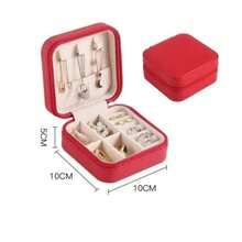 Portable Travel Zippered Jewelry Box/Organizer - Red - View 2