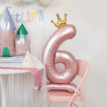 1 件 42 英寸粉色立式底座皇冠数字 0-9 周年生日派对庆祝婚礼装饰 - 粉色 - 查看 5