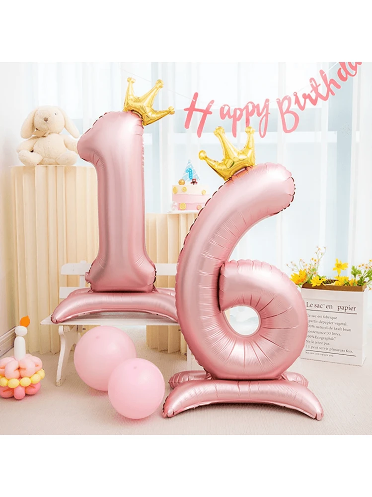 1pc oro nero grande supporto scatola regalo di buon compleanno palloncini compleanno palloncino in piedi decorazioni per feste di compleanno per bambini per adulti  15