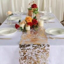 1 cuộn giấy chạy bàn màu vàng - Á quân vàng kim loại lấp lánh cho Giáng sinh- Á quân bàn lưới lấp lánh - Trang trí bàn vàng - Trang trí cho tiệc cưới, Đồ trung tâm Giáng sinh Trang trí bàn Vàng, Trang trí nhà cửa, Trang trí Giáng sinh, Đồ dùng tiệc - Nhiều màu - Xem 2