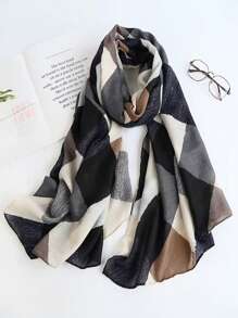 1pc Elegant Women's Tartan Print Scarf Hijab, Headscarf, Beach Towel, Daily Wear, Festival Decoration Scarf - Multicolor - View 8