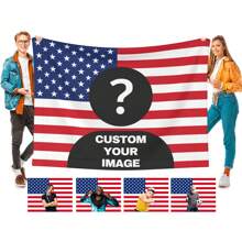 1pc Custom America Flag Blanket,Customization Blankets Personalized Soft Cozy Blankets, Custom Gift Blanket For Birthday - Multicolor - View 1
