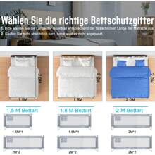 VA-Cerulean Bed Rail Baby Fall Protection Grey Height Adjustable Railing 150cm / 180cm / 200cm Children's Bed Rail Portable Bed Guard