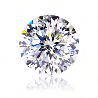 1pc 1 Carat Round Brilliant Cut Moissanite White Loose Gemstone, Suitable For Jewelry Setting