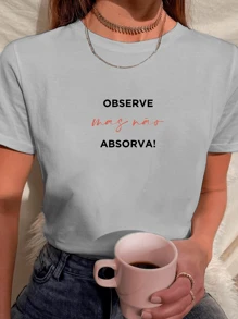 Women's Baby Look T-Shirt Oberseve But Don't Absorb Various Colors 100% Cotton - 灰色 - 查看 1