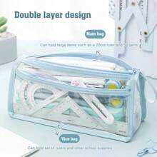 1 Piece 1/2/4/6 Layers Transparent Large Capacity Pencil Case Bag Pen Pouch PVC Waterproof Organizer Storage Cosmetic Bag For Students Go To School Supplies Stationery, Back To School, School Supplies, Pencil Pouch, School Bag