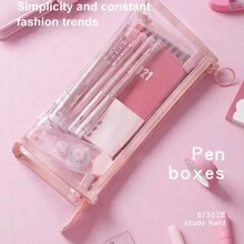 1 Piece 1/2/4/6 Layers Transparent Large Capacity Pencil Case Bag Pen Pouch PVC Waterproof Organizer Storage Cosmetic Bag For Students Go To School Supplies Stationery, Back To School, School Supplies, Pencil Pouch, School Bag