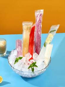 15/20/25 piezas Bolsa larga para helado apta para jugo de verduras, jugo, helado de puré, bolsa de almacenamiento de helado de fruta, bolsa resistente a bajas temperaturas para hacer helado DIY, bolsa de embalaje de alimentos - Multicolor - Ver 3