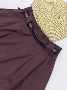 Midi Skirt With Belt And Pocket - Chocolate Brown - View 7