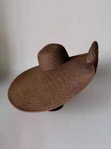 1pc Women's Large Brim Solid Color Sun Hat, Breathable And Comfortable, For Fishing, Cycling, Outdoor & Beach Use During Summer