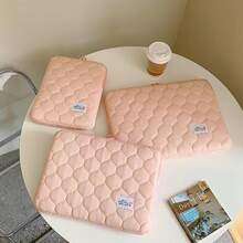 1 Pieza Bolsa Interior Anticolisión De Moda Y De Cuadros Simples Para Tablet De 11 Pulgadas, Bolsa De Mano De Archivo De 13 Pulgadas, 14 Pulgadas, 15 Pulgadas Para Ordenador Portátil - Beis - Ver 4