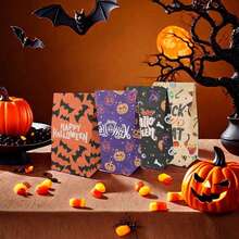 24pcs-Halloween-Themed Goodie Bags With Stickers - Greaseproof Paper Gift Bags For Party Benefits, Food Storage Halloween Halloween Decor Halloween Decorations Halloween Home Halloween Party Halloween Bag Halloween Party - Multicolor - View 8