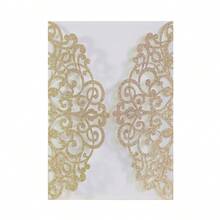 10pcs/Pack Shiny Glitter Invitation Cards (Includes Outer Envelope + Blank Pearlescent Inner Page + Bow Tie) Laser Cut Deluxe Invitations Suitable For Weddings, Parties, Engagements, Holidays, And Other Major Events - Rose Gold - View 4