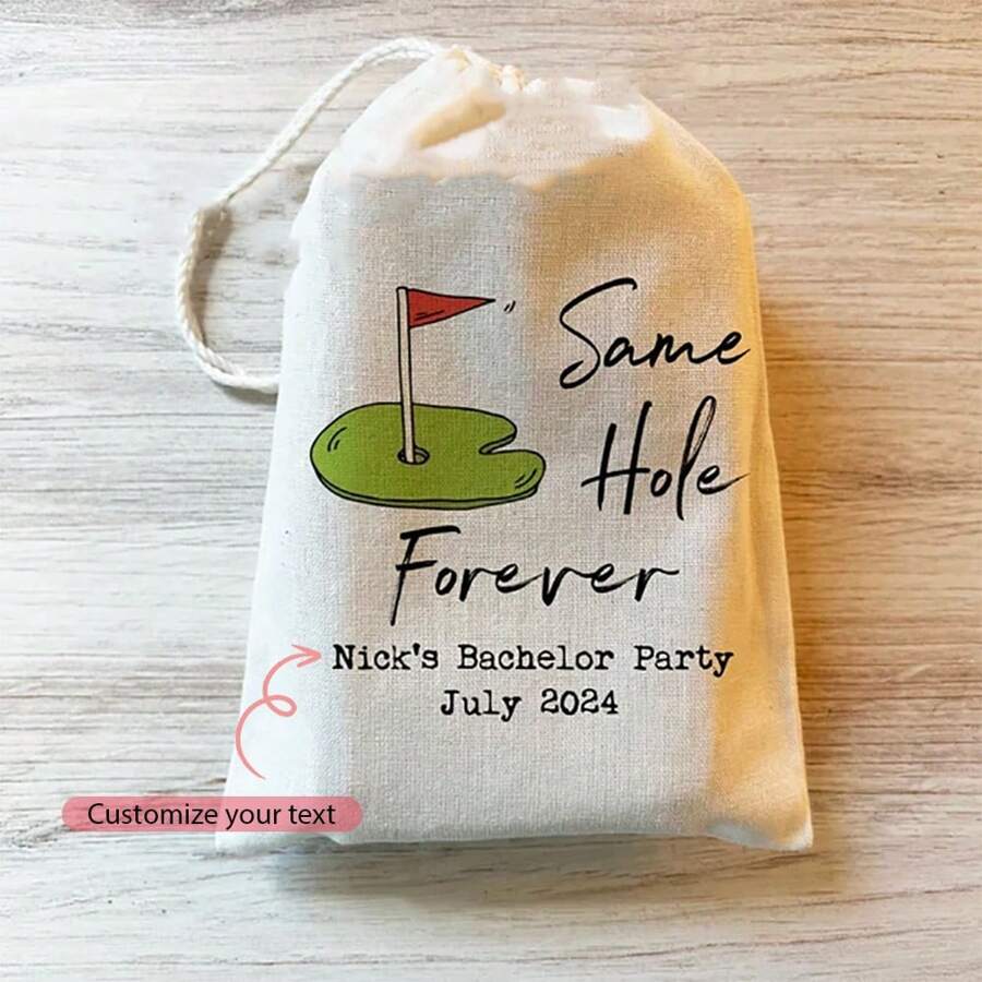 5 Pieces Personalized Custom Same Hole Forever Hangover Recovery Survival Kit Gift Bags Golfing Golf Themed Bachelorette Bachelor Party Wedding Engagement Groom To Be Bridal Shower Decoration Groomsman Guest Welcome Favor(13x18cm) - Beige - View 1