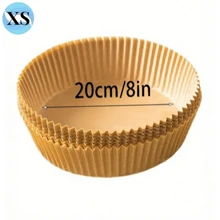 100 hojas de papel absorbente de aceite de freidora de aire circular - Amarillo - Ver 2