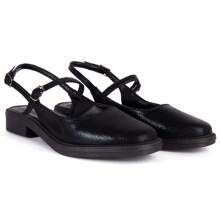 Women's Slingback Flats Round Toe Comfortable Fashion Casual Elegant Non-Slip - 黑色清漆 - 查看 2