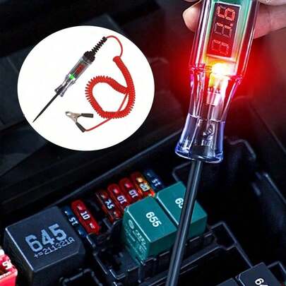 6V 12V 24V DC Xe Ô Tô, Xe Tải Điện Áp Mạch Bút Thử Màn Hình Hiển Thị Kỹ Thuật Số Dài Đầu Đo Bút Bóng Ô Tô công Cụ Chẩn Đoán Tự Động Sửa Chữa