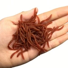 200 Red Earthworms With 6cm Fish-Like Red Soft Worm Simulation, Artificial Rubber Fish Fish Lifelike Bait - Multicolor - View 4