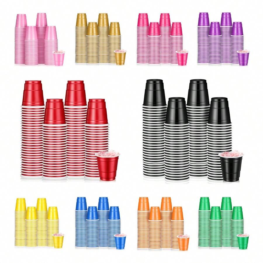 20/50 piezas Vasos de chupito de plástico de 2 onzas, mini vasos desechables de 2 onzas para bodas, fiestas de graduación, cata de cervezas, aperitivos (multicolor), Navidad