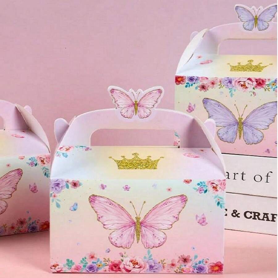 20 Chiếc Bướm Dễ Thương Hộp Đựng Kẹo Bánh Bánh Quy Đóng Gói Hộp Sinh Nhật Tắm Quà Tặng Đóng Gói Đồ Dùng - Hồng - Xem 1
