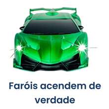 Carrinho De Controle Remoto Ferrari Com Farol De Led Com Bateria Recarregável - Verde - Visão 2