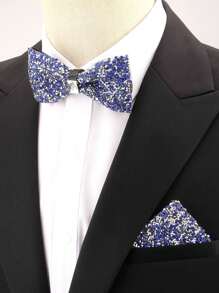 1 set Pajarita y pañuelo de bolsillo de unicolor de ABS (resina) con brillantes de strass para traje de otoño invierno boda fiesta cena actuación accesorio