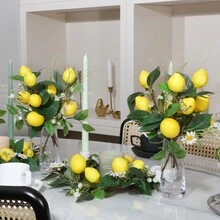 1pc Artificial Lemon Branches, Artificial Flower, Artificial Plant, Single Stem, Yellow Color, Made Of PE Material, Decor For School Dorm, Office, Outdoor Party, Holiday, Birthday, Home, Entrance, Hotel, Restaurant, Living Room, Bedroom, Wedding, Kitchen, Garden, Year-Round Decoration