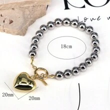 1pc New 18K Gold Plated Hollow Ball Bead Jewelry Chain Heart Virgin Mary Pendant Bracelet For Women And Men