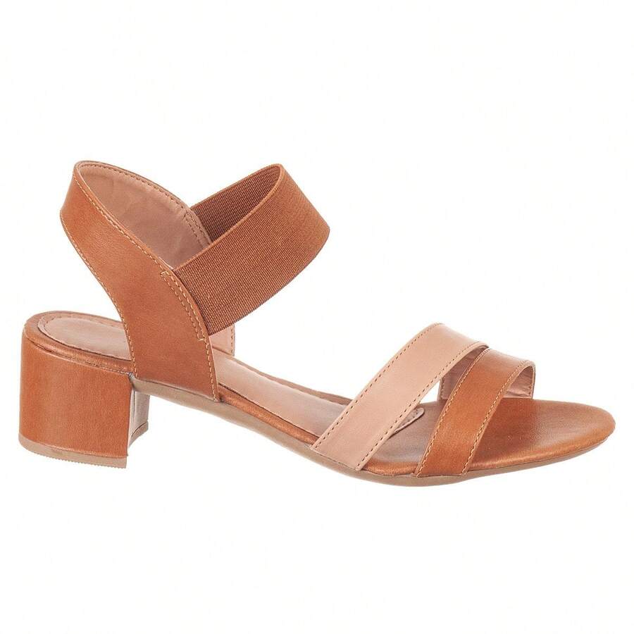 Women's Comfortable Low Heel Sandal With Elastic Casual - Rỉ Nâu - Xem 1
