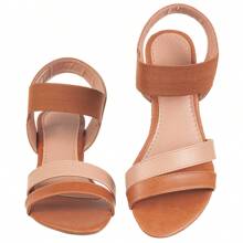 Women's Comfortable Low Heel Sandal With Elastic Casual - Rỉ Nâu - Xem 5