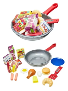 Toy Snacks Fruits Vegetables Pan With Utensil Realistic Mini Kitchen Pretend Play 18 Pieces Kitchen Chef - 單色 - 查看 1