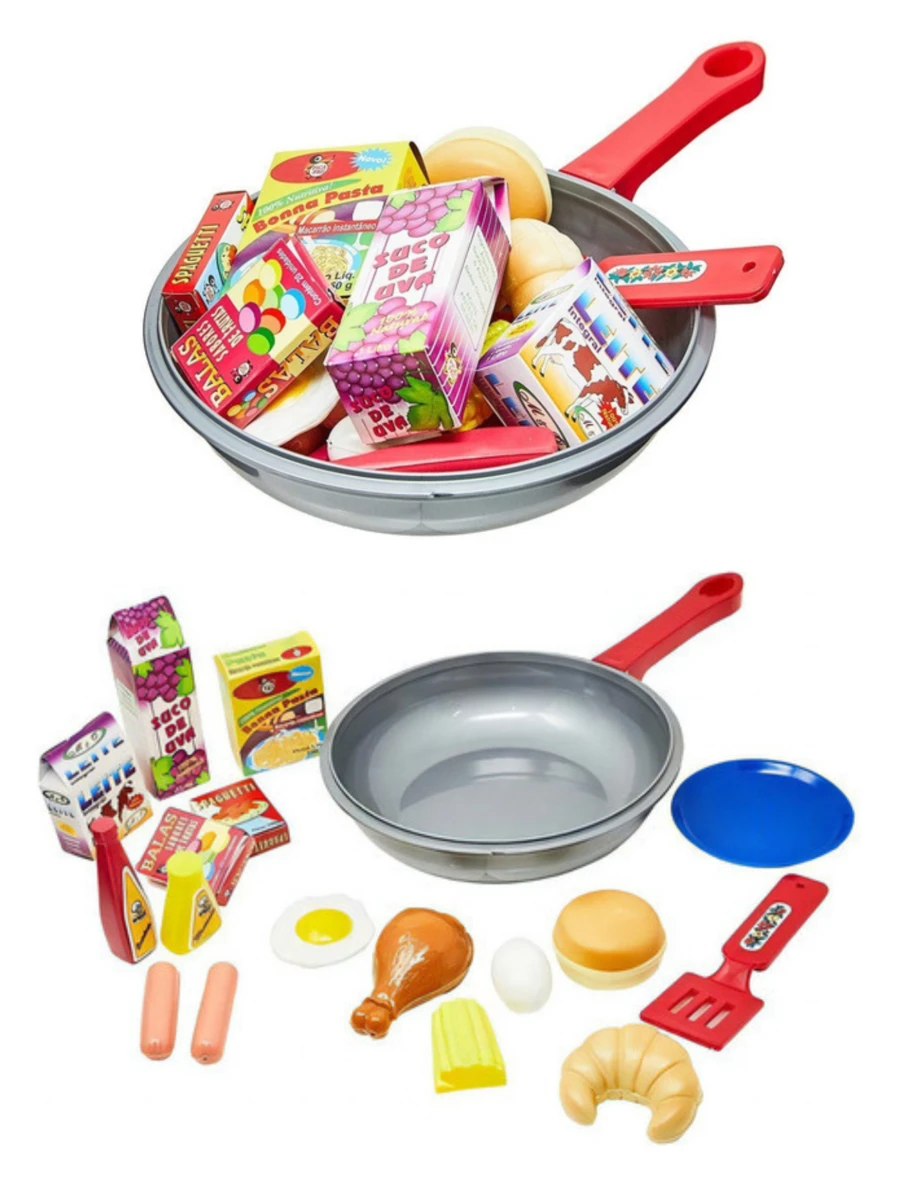 Toy Snacks Fruits Vegetables Pan With Utensil Realistic Mini Kitchen Pretend Play 18 Pieces Kitchen Chef - 單色 - 查看 1