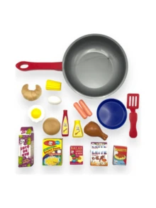 Toy Snacks Fruits Vegetables Pan With Utensil Realistic Mini Kitchen Pretend Play 18 Pieces Kitchen Chef - 單色 - 查看 3