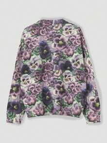 [Targeted Development] New Arrival Fashionable Round Neck Violet Flower Printed Women's Long Sleeve Sweater