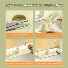 1pc Faucet Mat For Kitchen Sink, 2024 New Kitchen Sink Splash Guard Silicone Draining Mat Fast Drying Stone Sink Tray, Sink Protectors Sink Faucet Mat Splash Guard For Kitchen Bathroom Sink Area