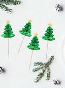 20/50 件圣诞树蛋糕竹签、圣诞装饰品、甜点蛋糕水果签、鸡尾酒雨伞、3D 圣诞树派对装饰品、蛋糕装饰用品圣诞节圣诞装饰圣诞装饰品圣诞礼物 - 彩色 - 查看 5