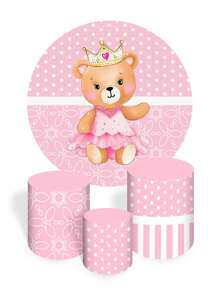 Round Panel Cover Kit + Trio Cylinder Covers + Sublimated Rectangular Panel Cover Party And Birthday Decoration Various Themes Children Royalty Teddy Bears Girl Boy - 套件 5 件 2179 - 查看 3