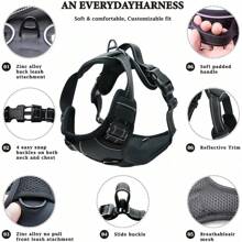 High Reflective Dog Harness Leash Collar Set, Adjustable Padded Dog Vest, Reflective Non-Obstructive Pet Oxford Vest With Front & Back Easy Control Handles, Comfortable, No-Choke Design Pet Vest Leash Collar Set - Ideal Choice For Outdoor Adventure, Multiple Sizes - Suitable For Small, Medium And Large Pets (If In Doubt Between 2 Sizes, Opt For The Larger Size As It Can Be Adjusted)