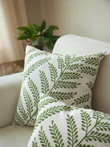 1 pièce/2 pièces Taie d'oreiller décorative à broderie de feuilles, décoration de maison pour le salon, l'intérieur de la voiture, convient pour le printemps, l'été, l'automne et l'hiver