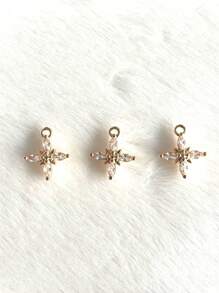 3pcs Fashion Copper Micro Pave Cubic Zirconia Flower Pendant Charms For Necklace & Bracelet DIY Valentines