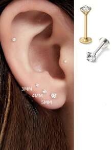 6/12 件耳环软骨穿孔首饰耳屏小耳环女士 - 小鑽石耳環 - 查看 10