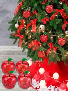 5/10 件苹果形圣诞糖果罐 - 圣诞节、情人节和婚礼的完美礼品盒，非常适合装饰圣诞节圣诞装饰圣诞装饰品圣诞袋圣诞礼物、圣诞节情人节 - 彩色 - 查看 4