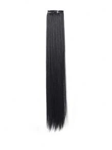 20inch 24inch 28inch Synthetic Long Straight Clip In Hair Extensions Wig Straight Black Hairpiece For Women Increase Hair Volume Heat Resistant Fiber