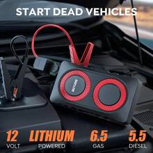 BUTURE Car Battery Jump Starter, 2000A Peak Jump Box 12800mAh Portable Battery Pack (7.0L Gas/5.5L ) Car Jumper Starter With Extended Smart Jumper Cables, Fast Charge - 灰色 - 查看 1