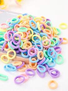 300 piezas/set Coleteros básicos de colores Scrunchies para niñas, sujetadores de coleta, accesorios para el cabello libres de daños para uso diario - Multicolor - Ver 5
